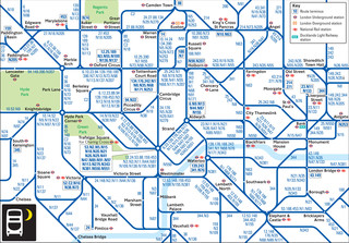 Mapa da rede de onibus noturno de Londres