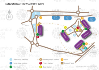 Mapa do terminal e aeroporto Londres Heathrow (LHR)