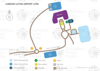 Mapa do terminal e aeroporto Londres Luton (LTN)