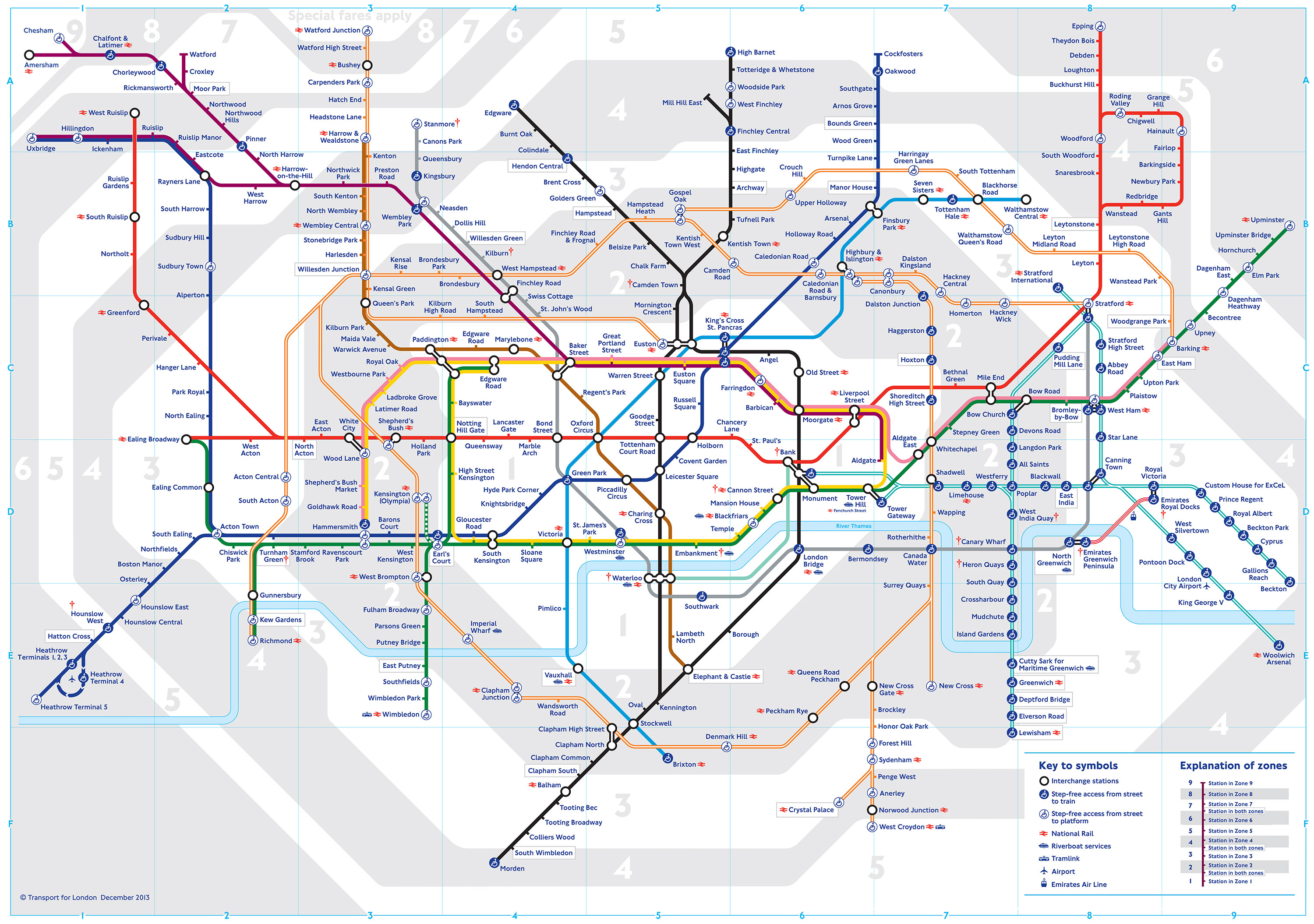Mapa do metrô (tube) de Londres estações e linhas