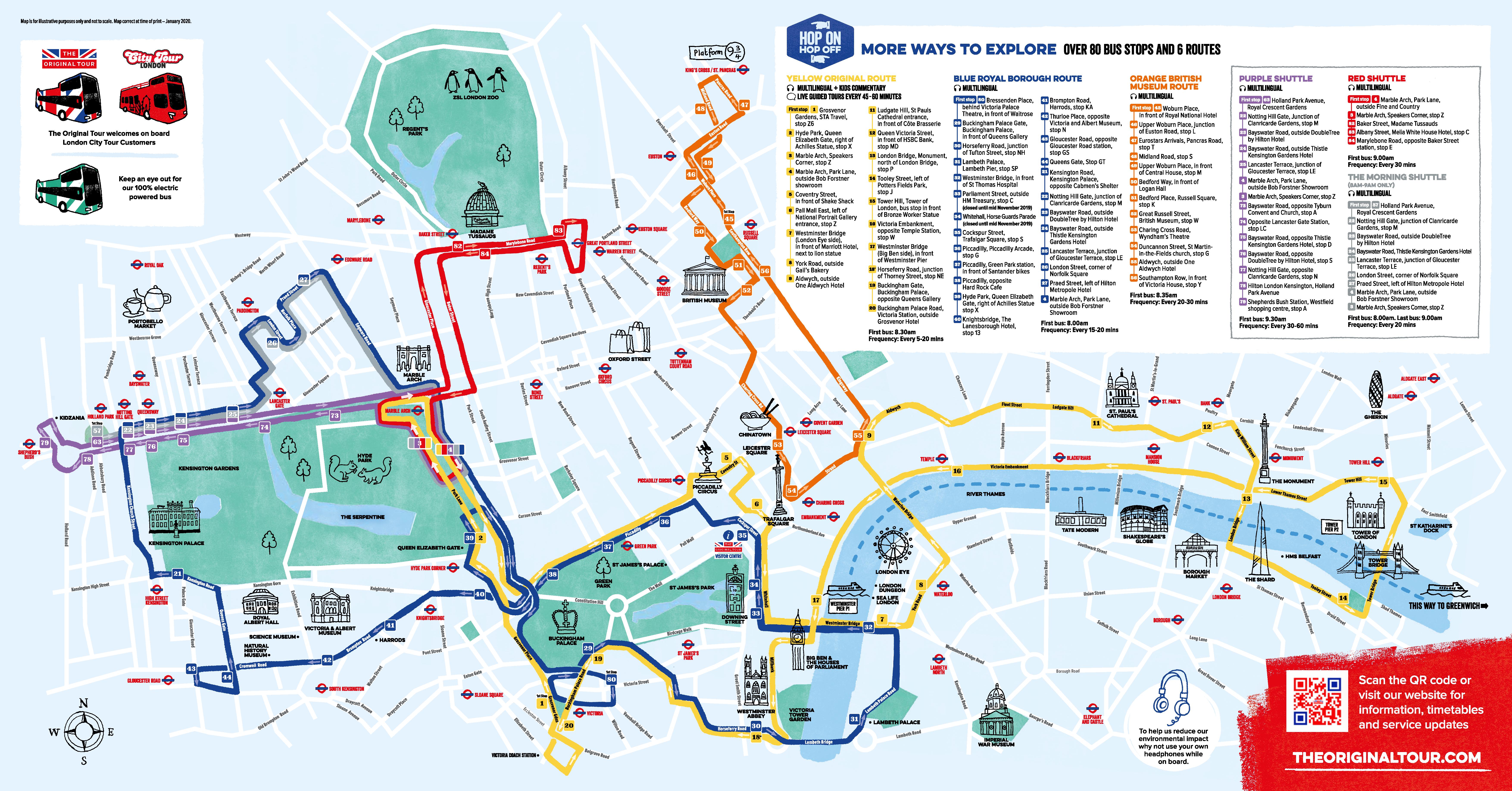 london bus tourist map