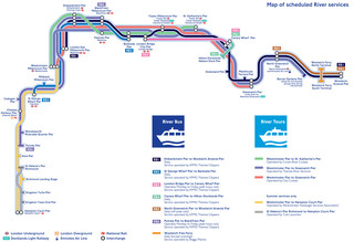 Mapa da rede de balsa e barco de Londres