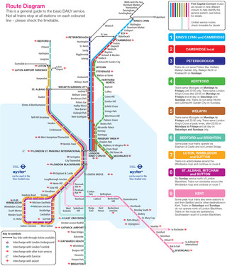 Mapa da rede de trens urbano e metropolitano First Capital Connect