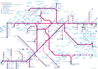 Mapa da rede de trens urbano e metropolitano First Great Western