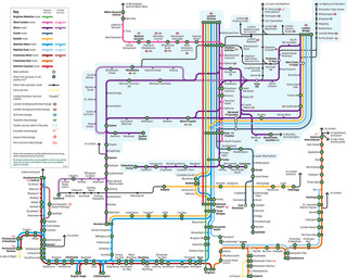 Mapa da rede de trens urbano e metropolitano Southern Railway