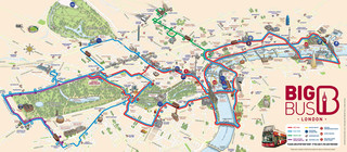 Mapa de onibus turistico e hop on hop off bus tour de Big Bus