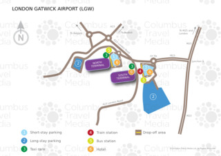 Mapa do terminal e aeroporto Londres Gatwick (LGW)